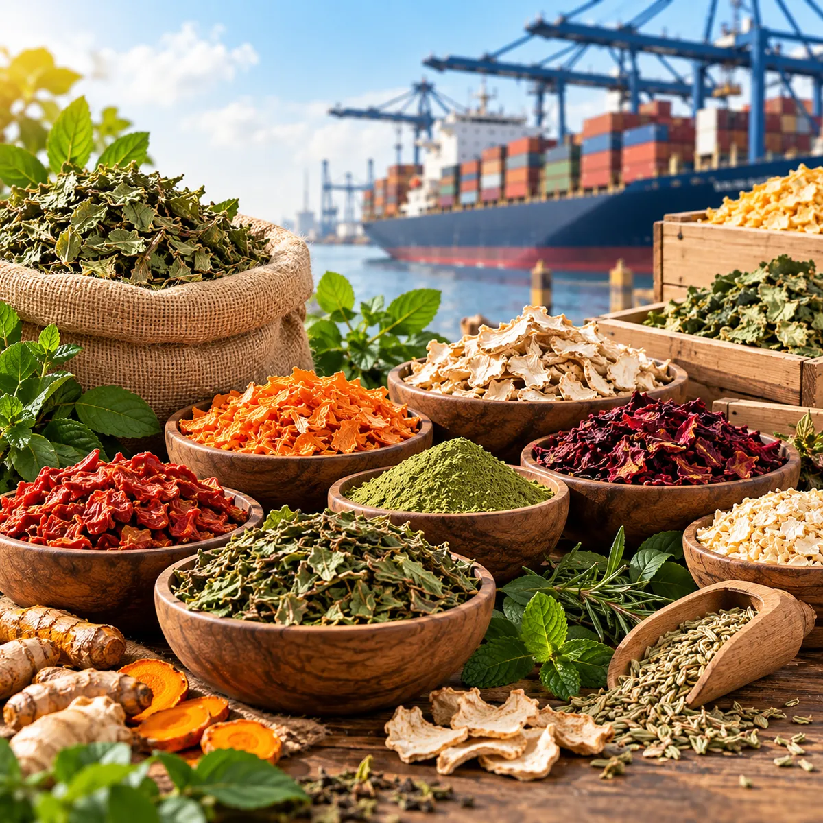 Dried herbs botanical ingredients superfoods and dehydrated vegetables for export