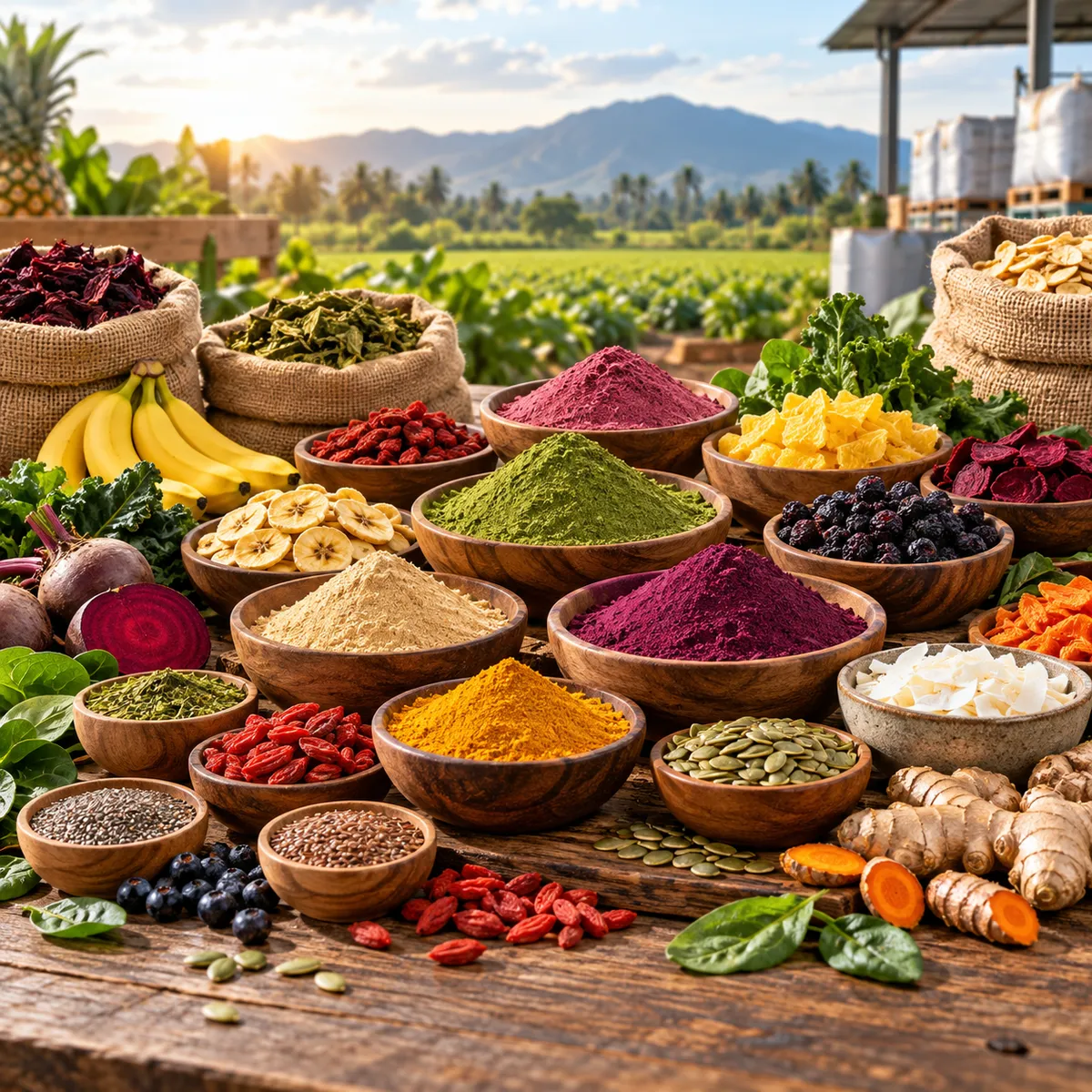 Bulk superfood powders and plant-based ingredients for food manufacturing